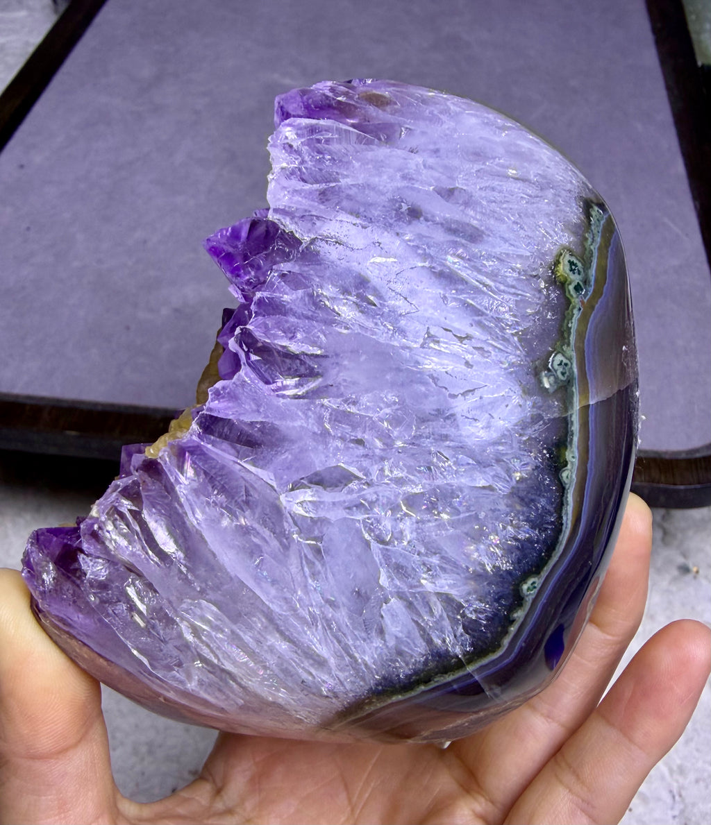 Amethyst with calcite cluster