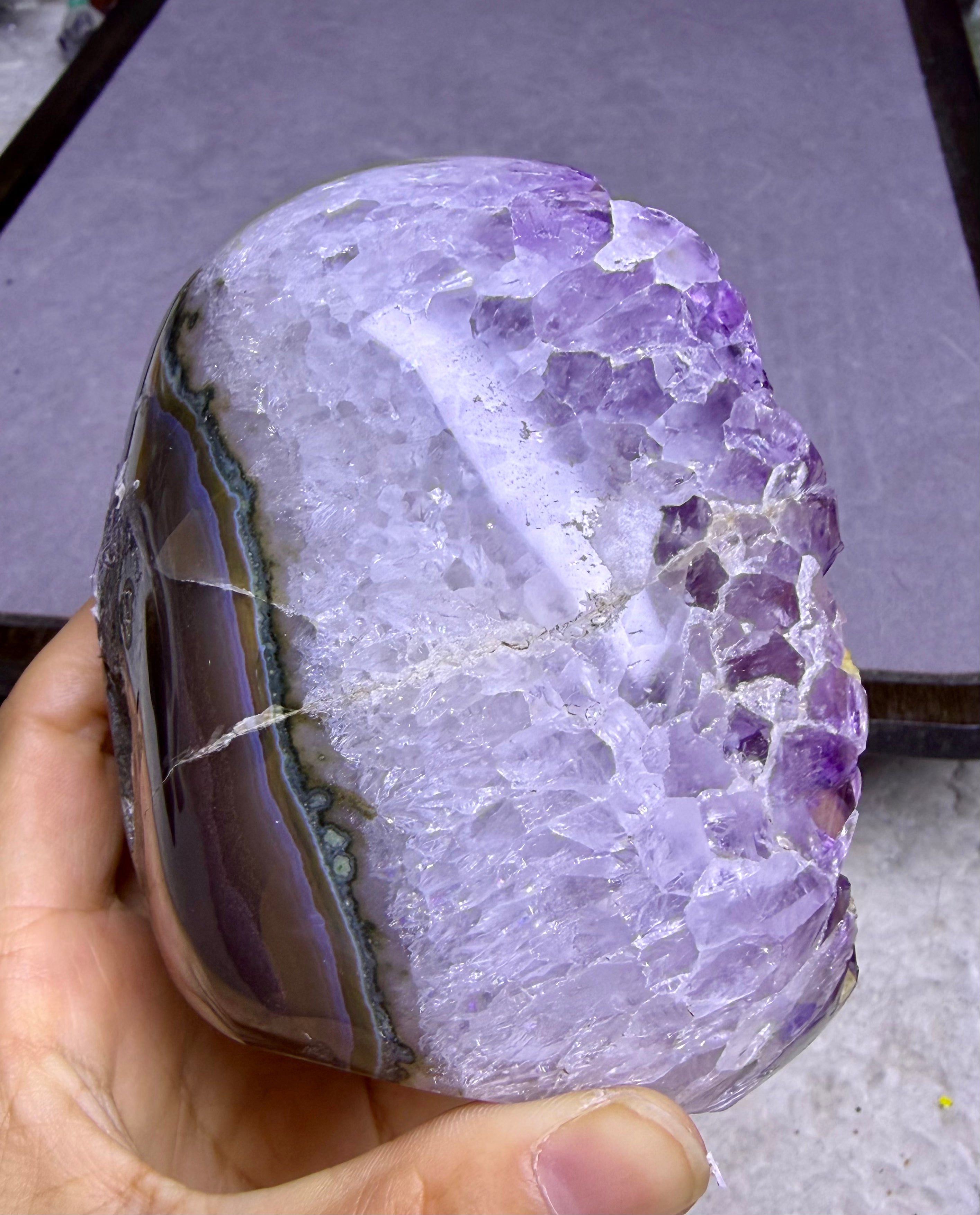 Amethyst with calcite cluster
