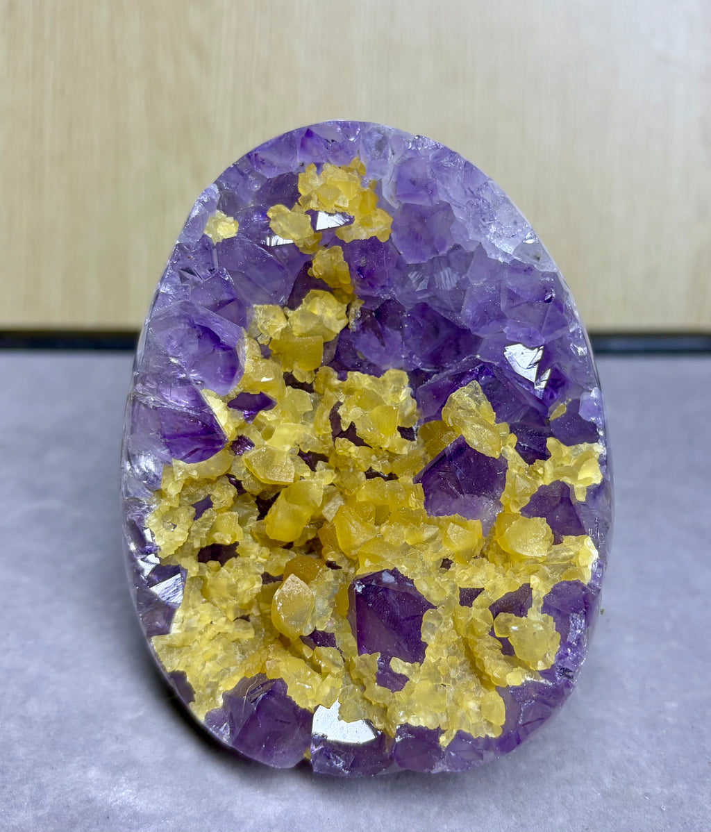 Amethyst with calcite cluster