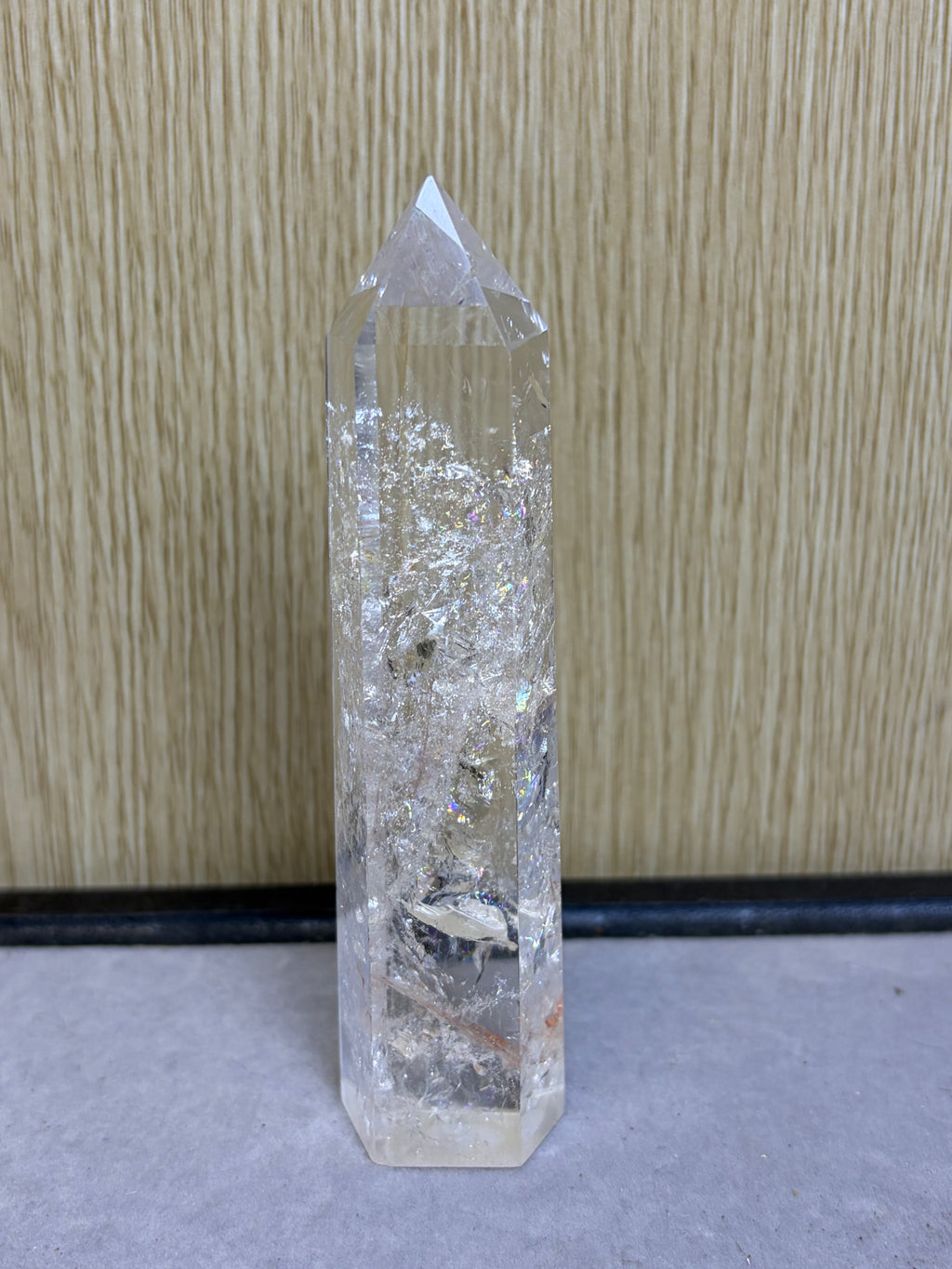 Natural clear quartz tower