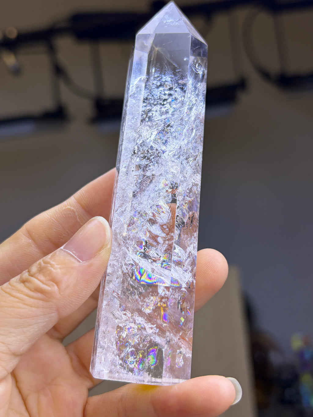 Natural clear quartz tower