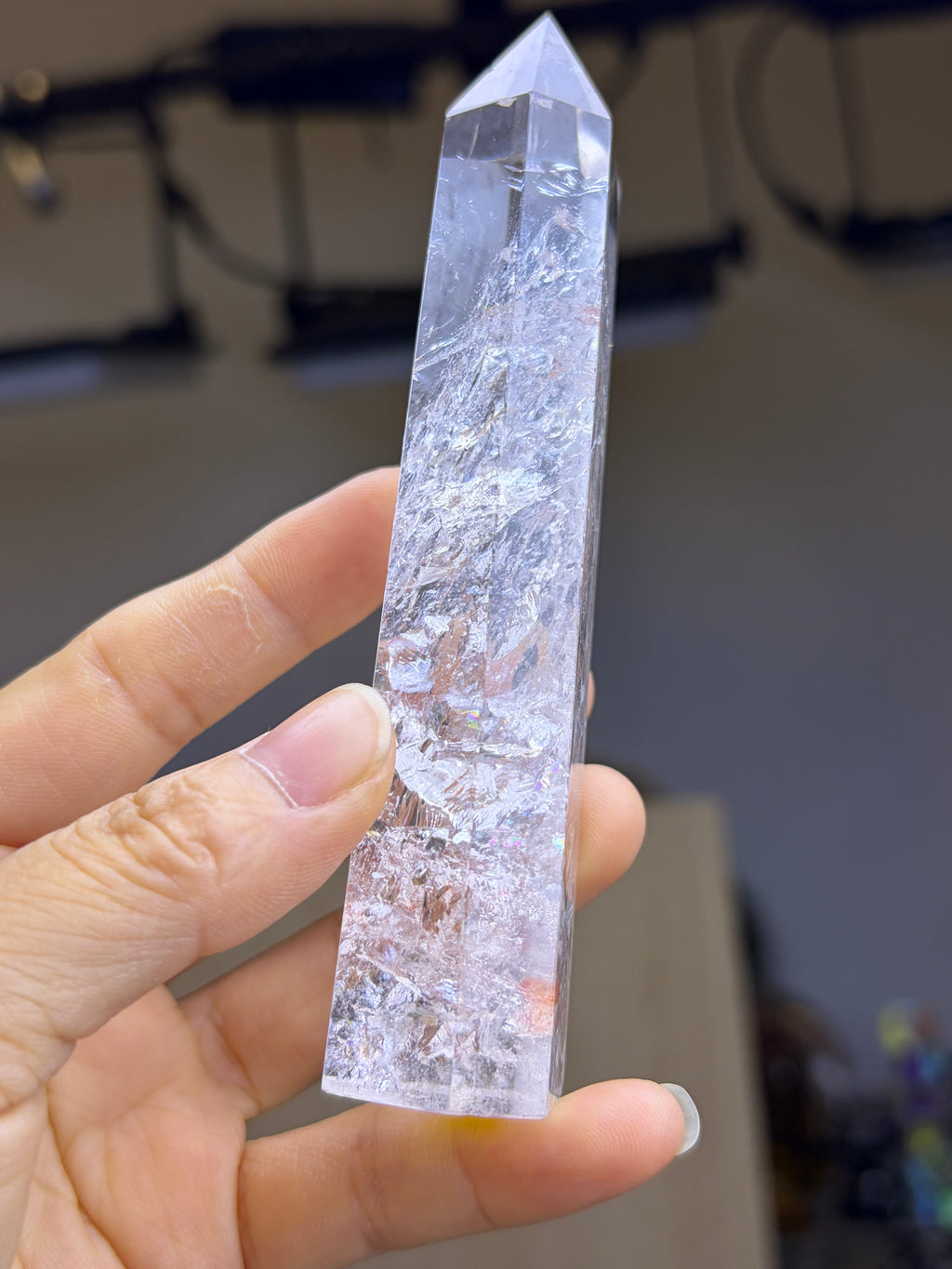 Natural clear quartz tower