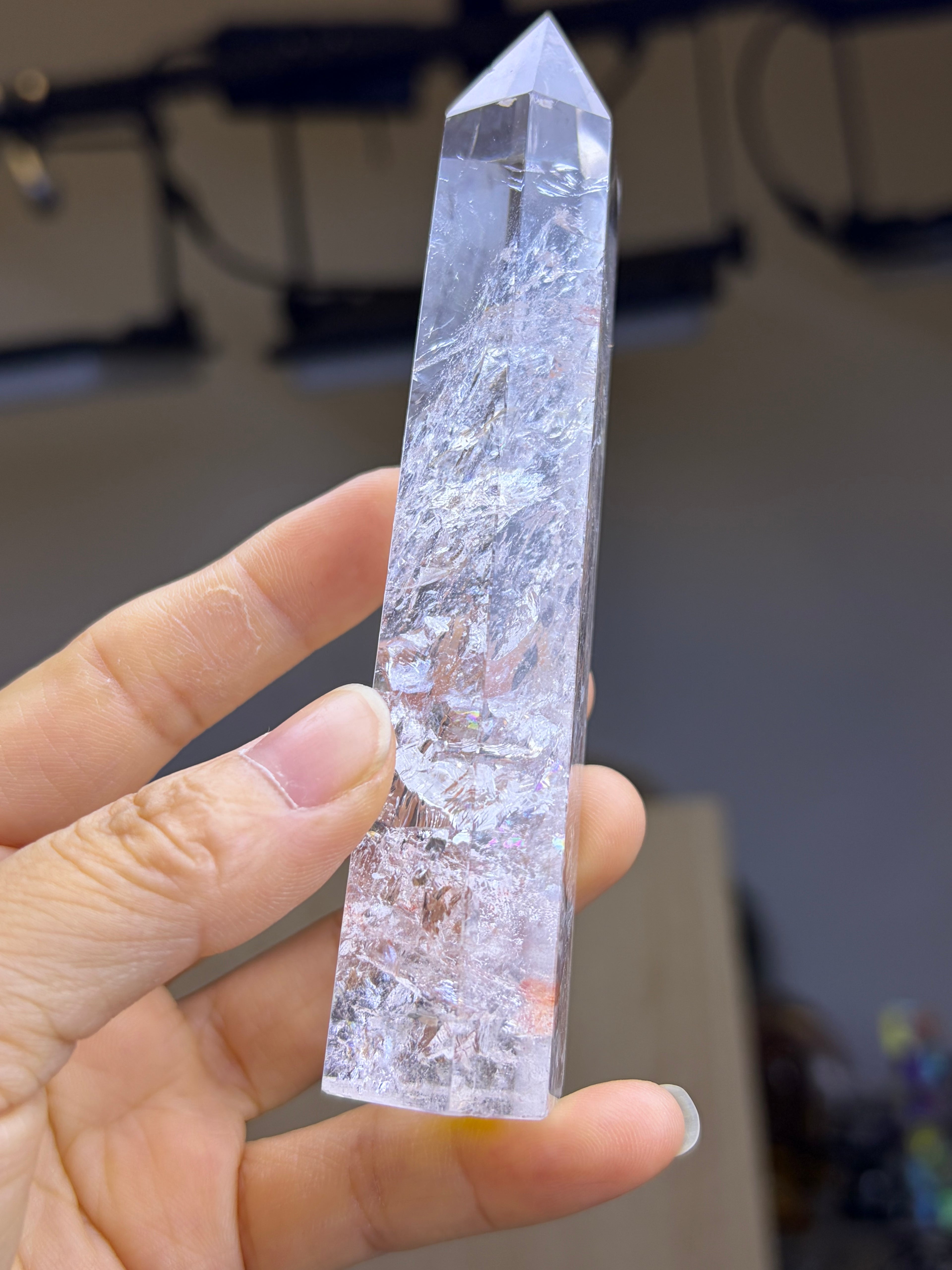 Natural clear quartz tower