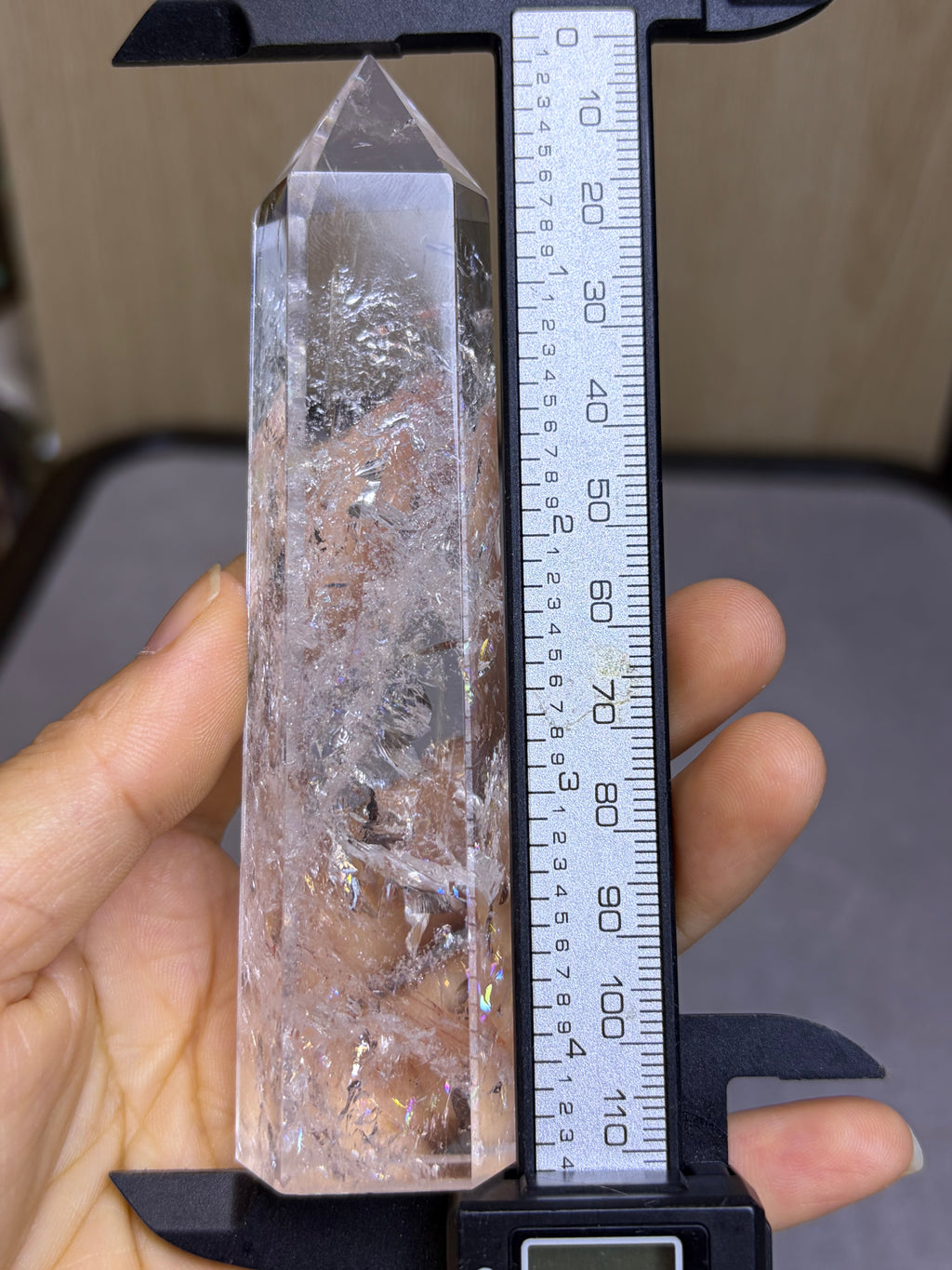 Natural clear quartz tower