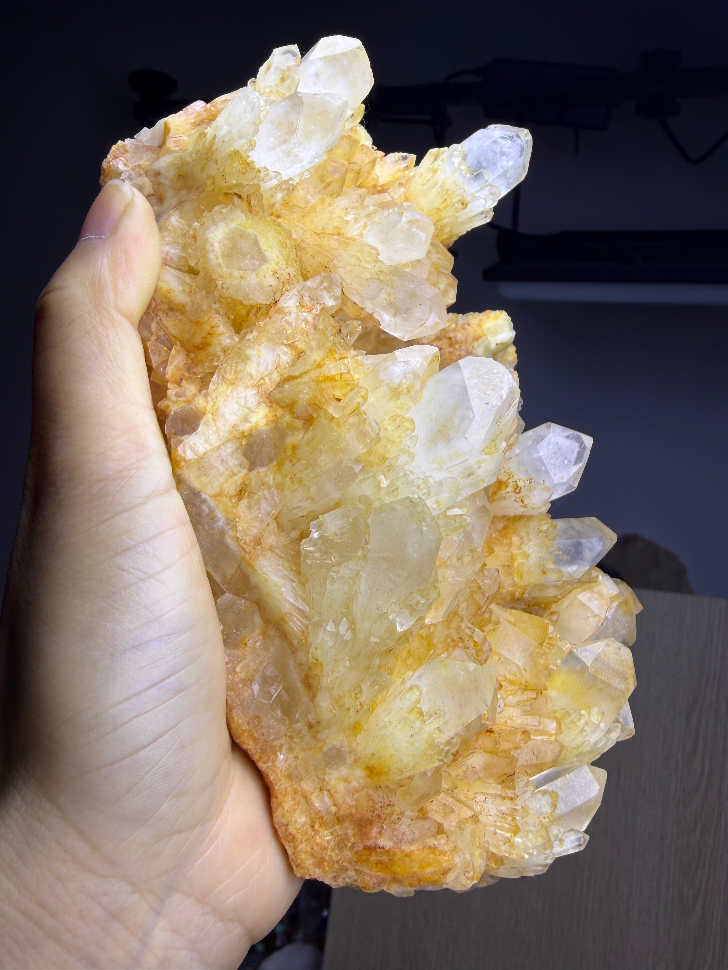 Natural Pineapple Quartz Crystal Cluster (with Free Wooden Stand)