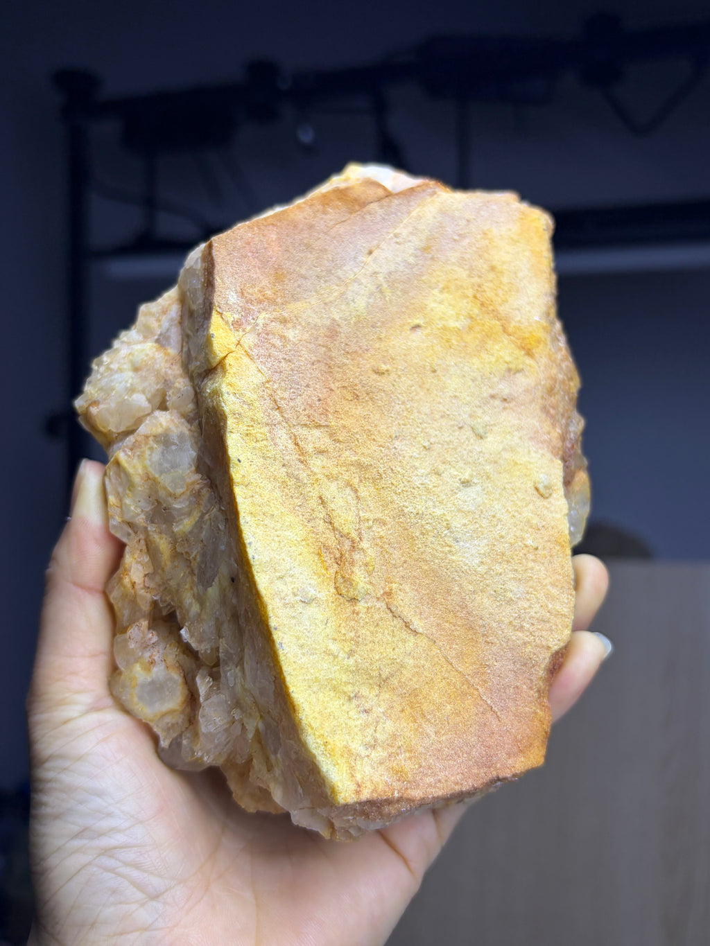 Natural Pineapple Quartz Crystal Cluster (with Free Wooden Stand)